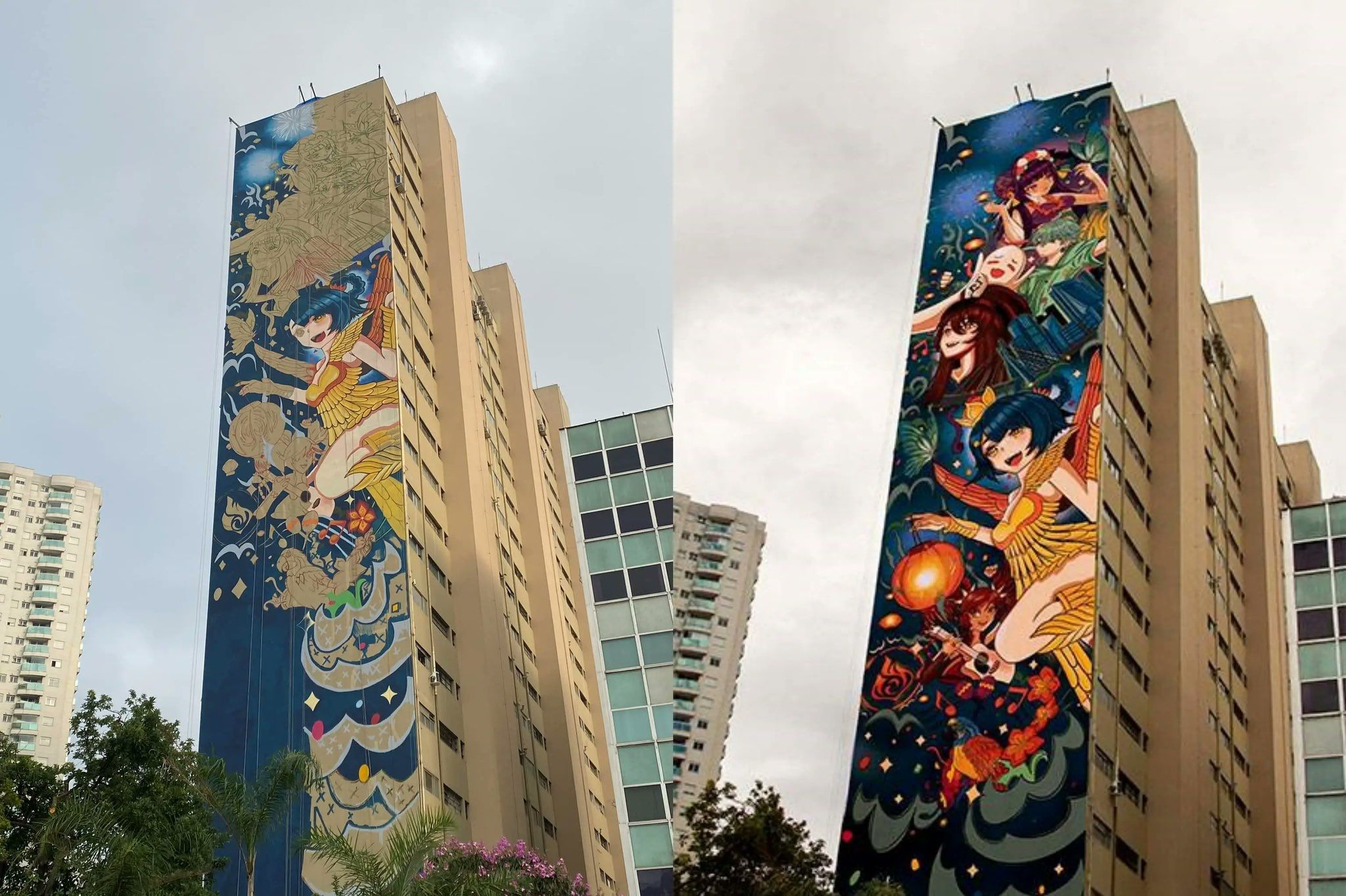 Genshin Impact Hochhaus-Wandbild