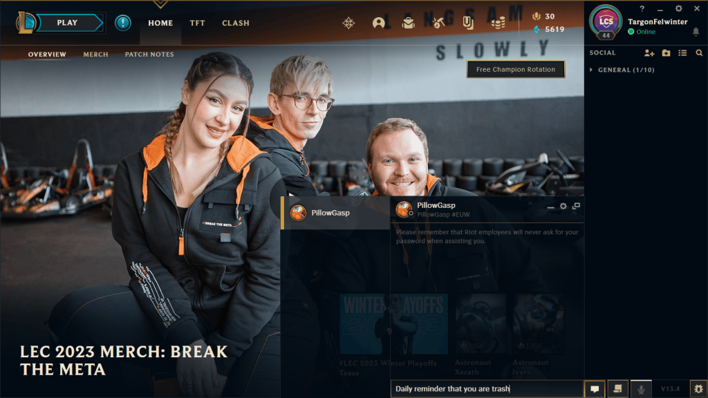 League of Legends-Client-Chat-Funktion