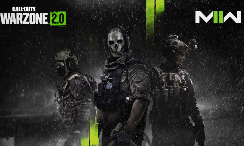Ghost with Warzone 2 and Modern Warafre 2 logos