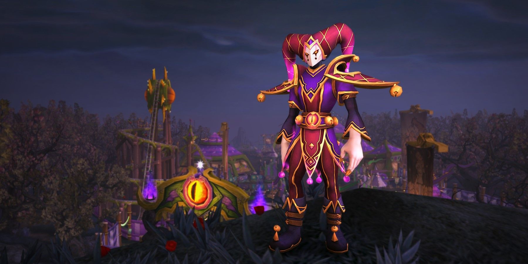 World-of-Warcraft-Trading-Post-März-2023-Dunkelmond-Harlekin-Ensemble