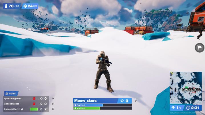 Charakterschießen aus der Ferne in Fortnite.