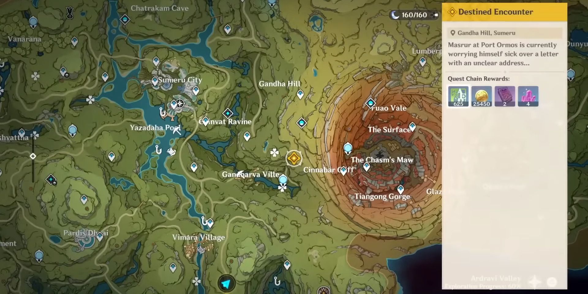 Bild des Ortes auf der Karte des zweiten Gebiets in Destined Encounter in Genshin Impact.