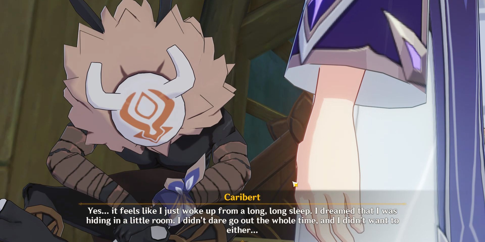 Bild einer Zwischensequenz zwischen Caribert und Eide in Genshin Impact.