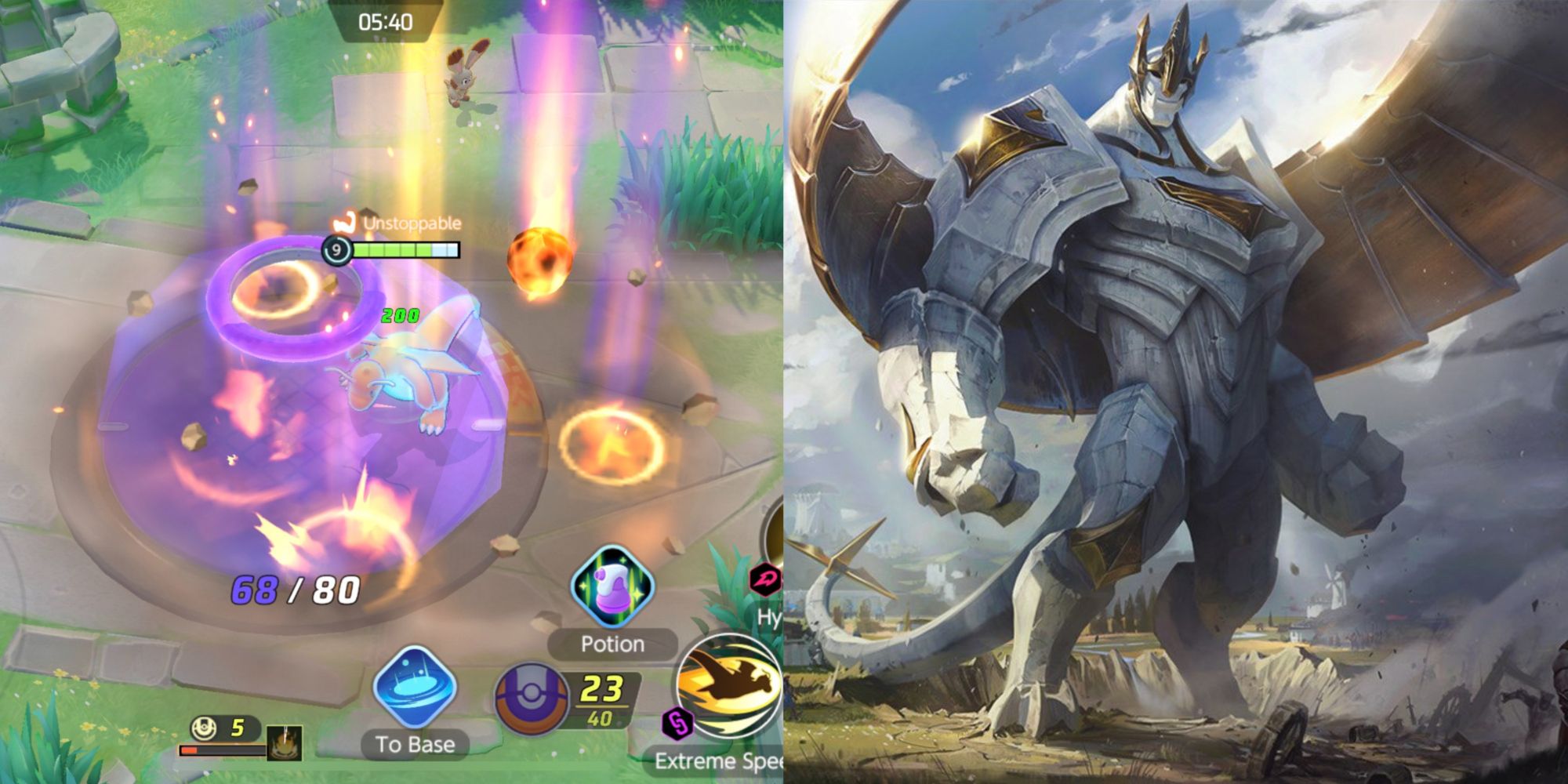 Pokemon Unite: zwei hoch aufragende Monster