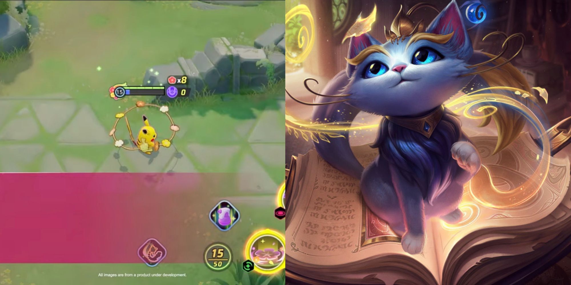 Ein Blatt-Pokémon und ein pelziger Champion Seite an Seite