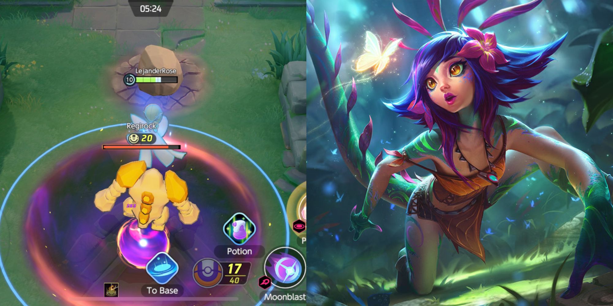 Ein psychisches Pokémon und Vastaya aus League of Legends
