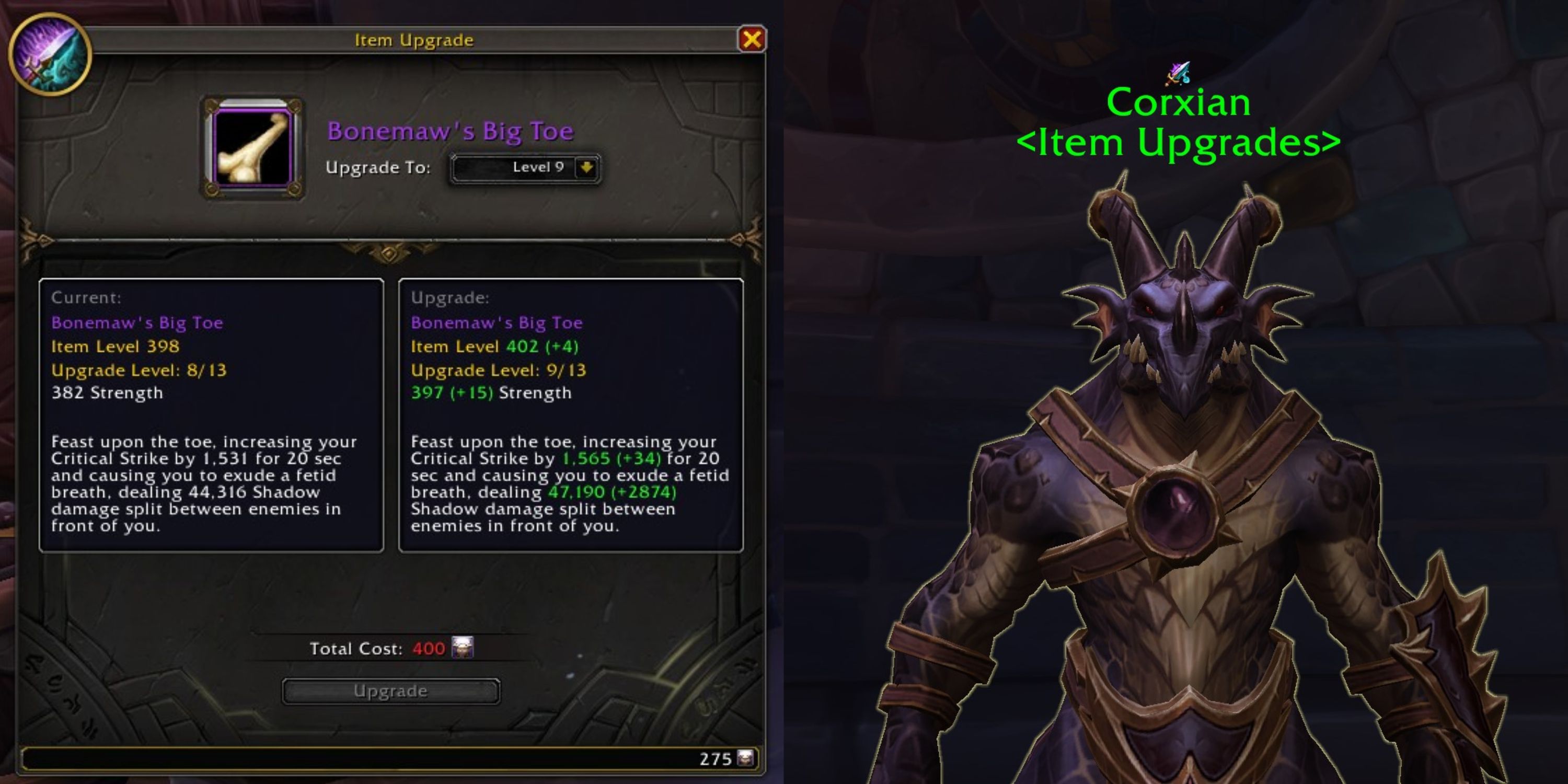 World Of Warcraft Dragonflight Mythic Plus Tapferkeit mit Upgrade-NPC Corxian ausgeben