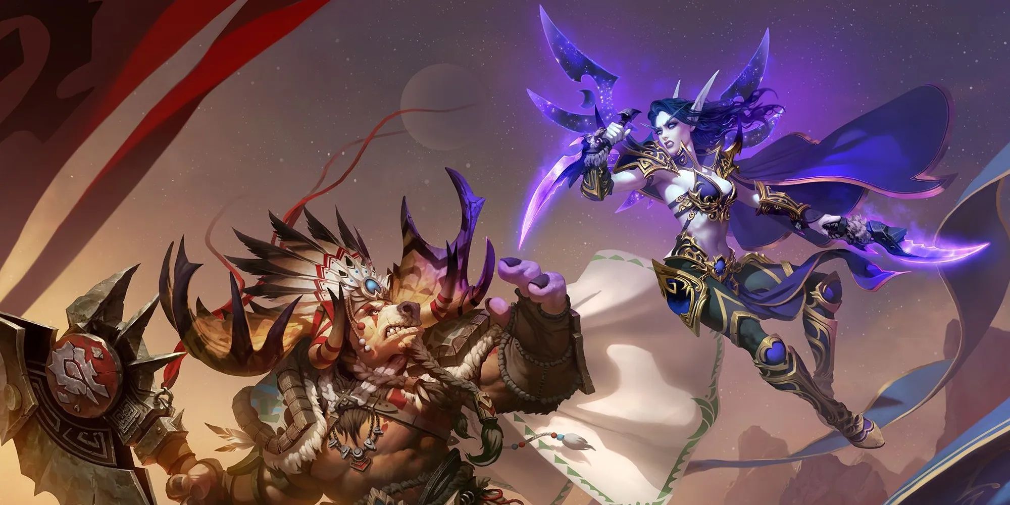 World of Warcraft night elf jumping at tauren