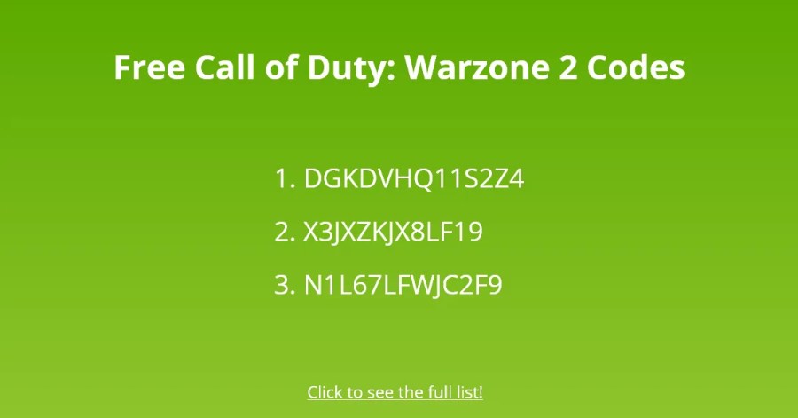 Warzone 2-Codes