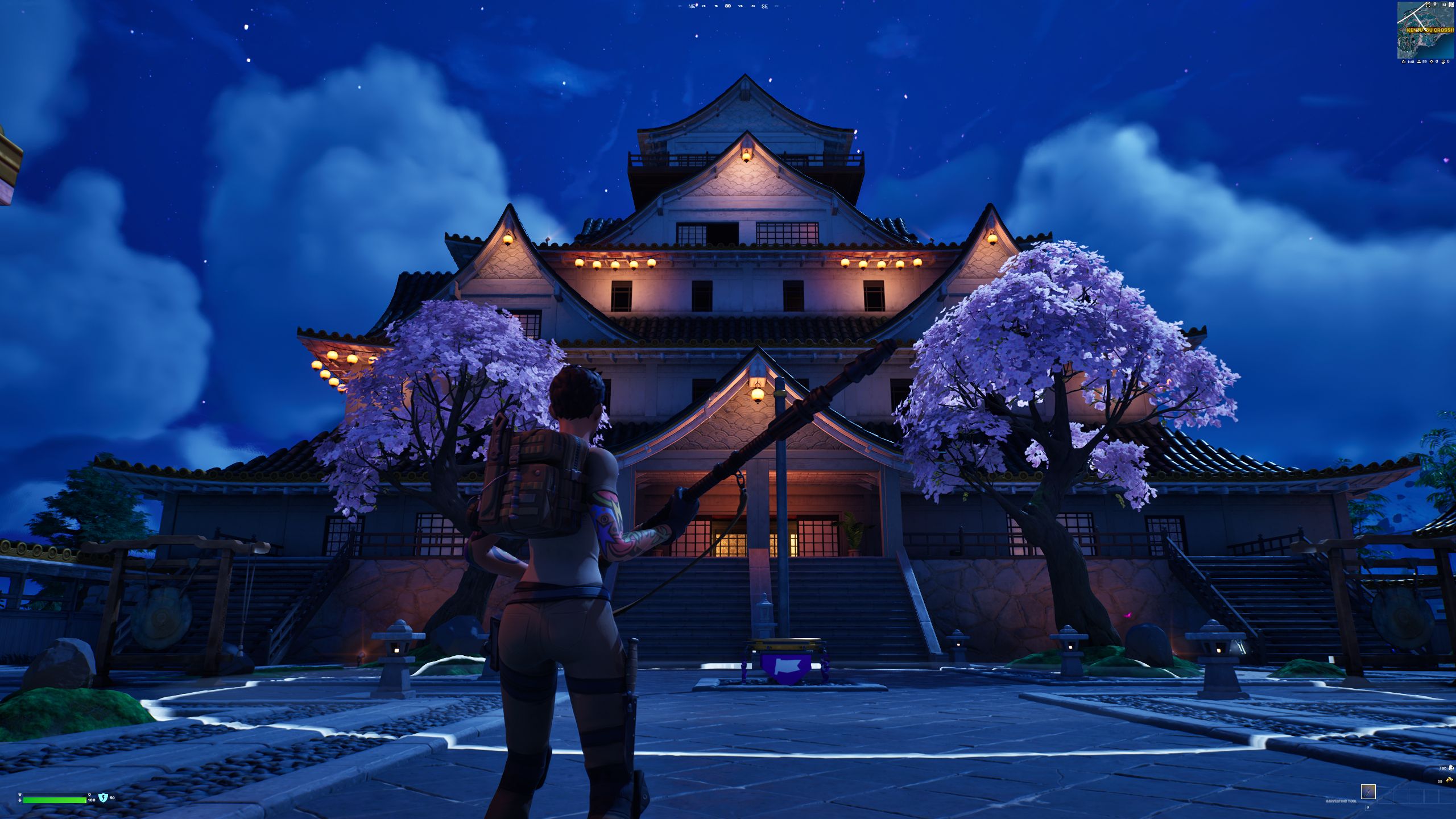 Fortnite Chapter Four Season Two Player Standing Outside Kenjutsu Crossing Castle Keep Landing Spot