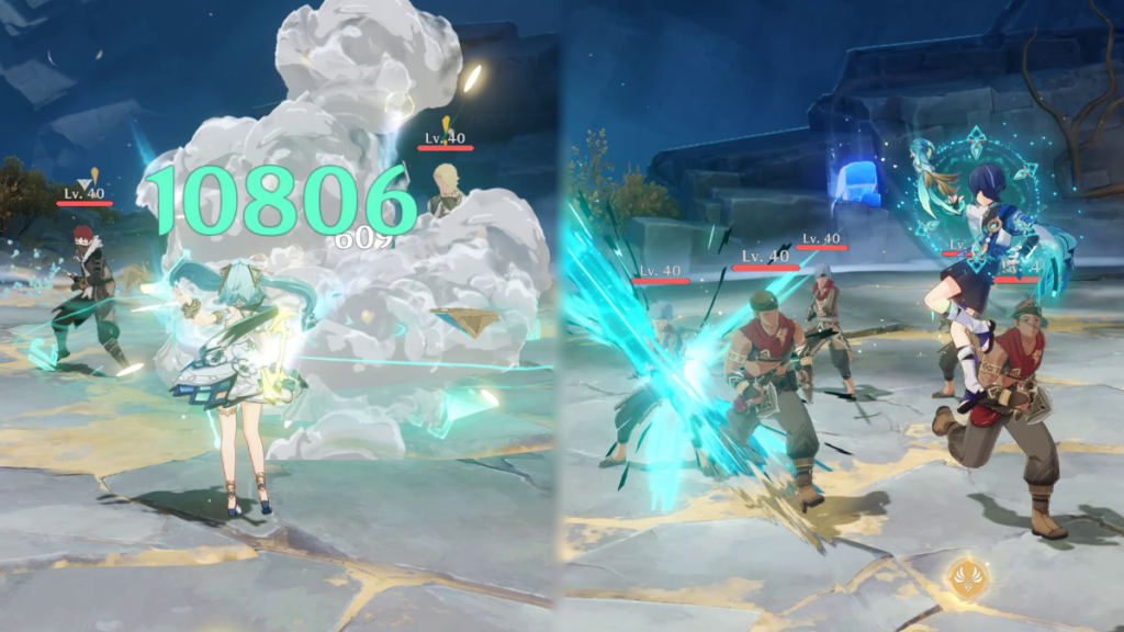 Wanderer und Faruzan kämpfen in Genshin Impact Vibro-Crystal Verification Day 2