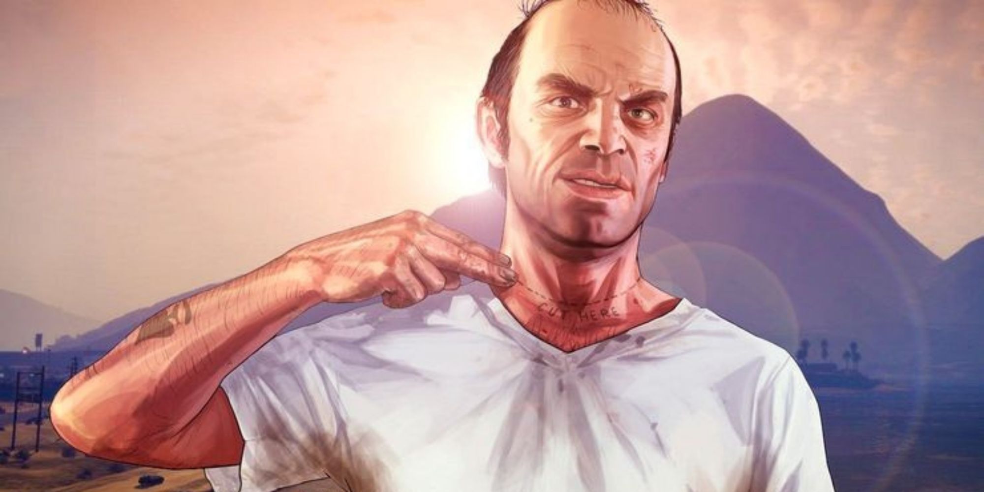 GTAV trevor philips art macht eine geste zum durchschneiden der kehle