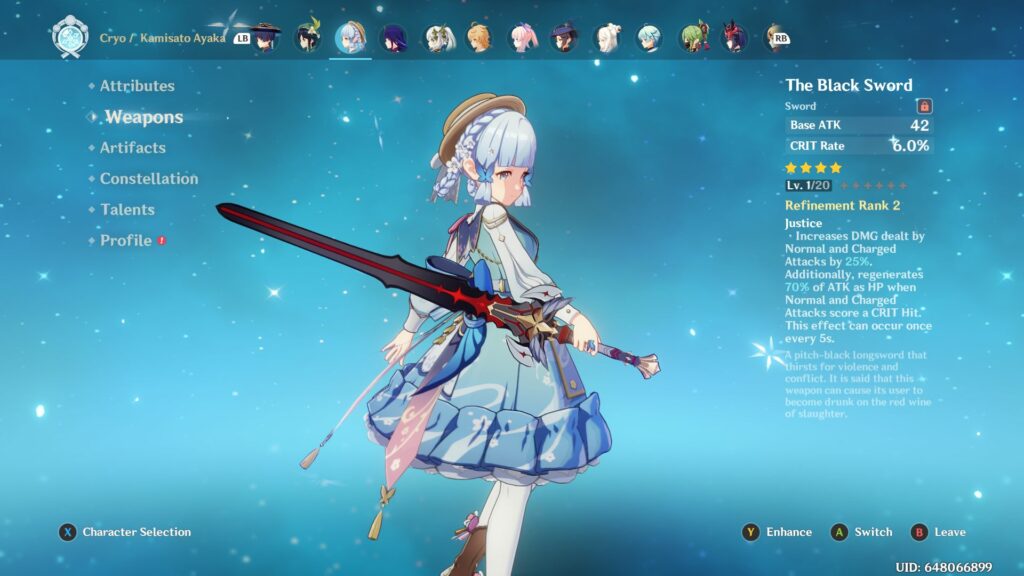 Genshin Impact - Beste Waffen für Ayaka - The Black Sword