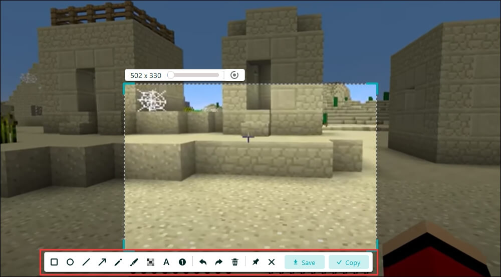 Bearbeiten und speichern Sie den Screenshot