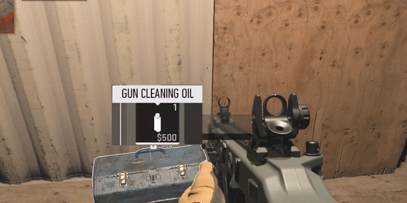 Player looking at a cache containing Gun Oil In Warzone 2 DMZ