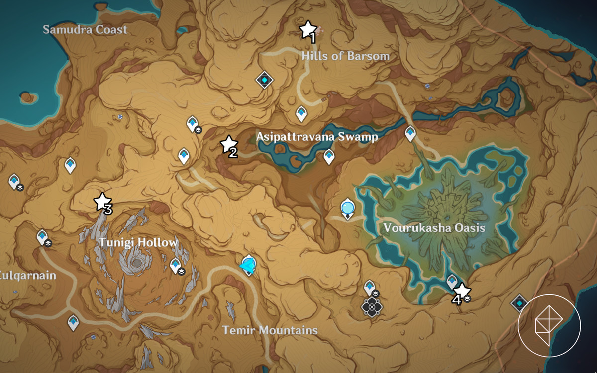 Alle Orte der verlorenen Monumentfragmente im Sandgürtel, die in Patch 3.6 von Genshin Impact für die Monumental Study Quest veröffentlicht wurden