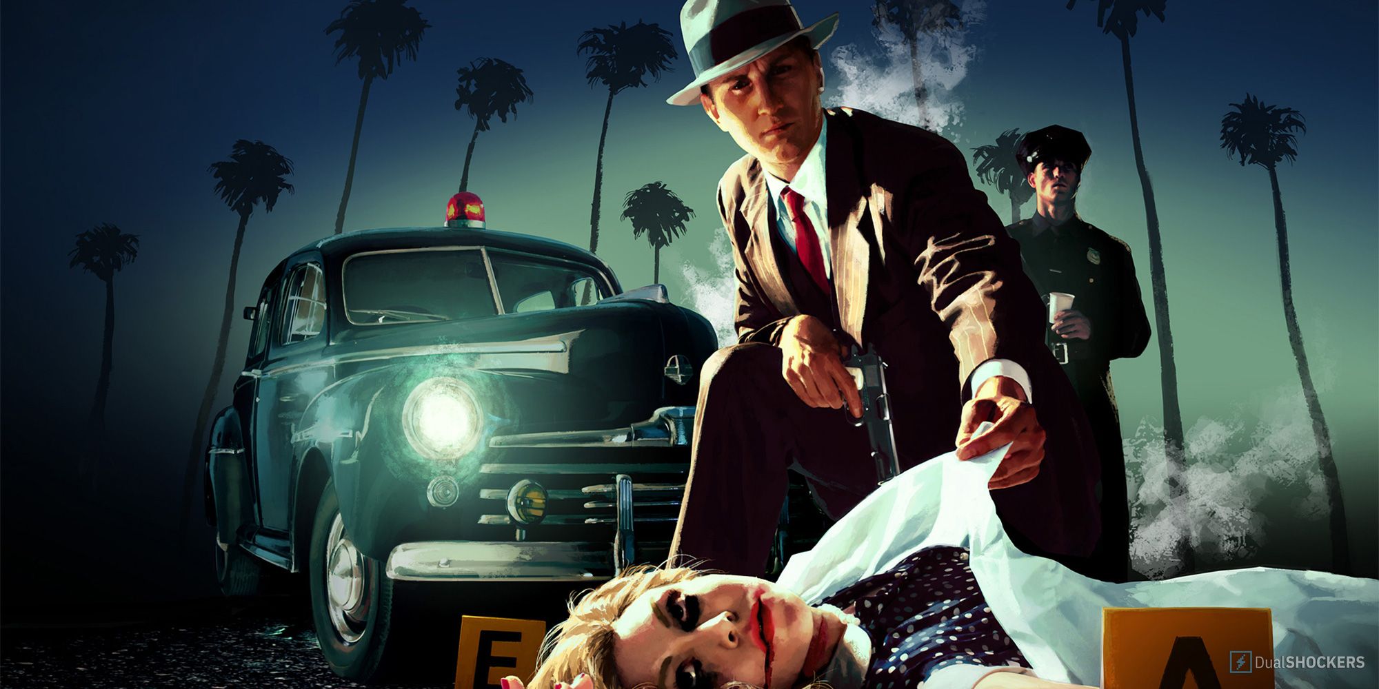 Cole Phelps inspiziert eine Leiche.