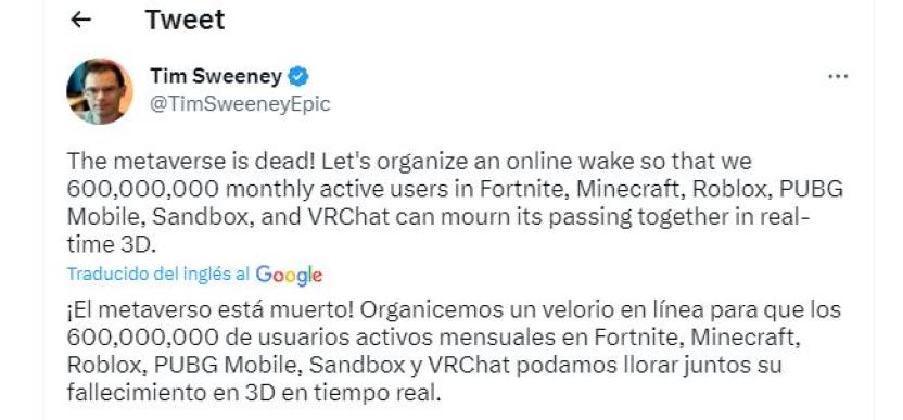 Fortnite-Schöpfer verspottet das Scheitern des Metaversums und fordert die Organisation einer „Online-Beerdigung“ zum Abschied |  Ruetir.com