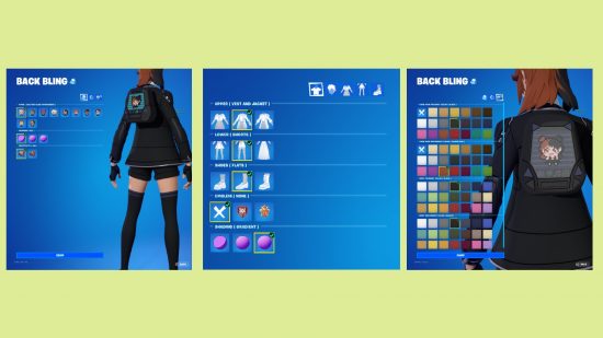 Fortnite-Academy-Champions-Release-Time-Combinations-Options Fortnite Academy Champions-Veröffentlichungszeitkombinationen: ein Bild einiger Menüoptionen für die Skins im Battle Royale