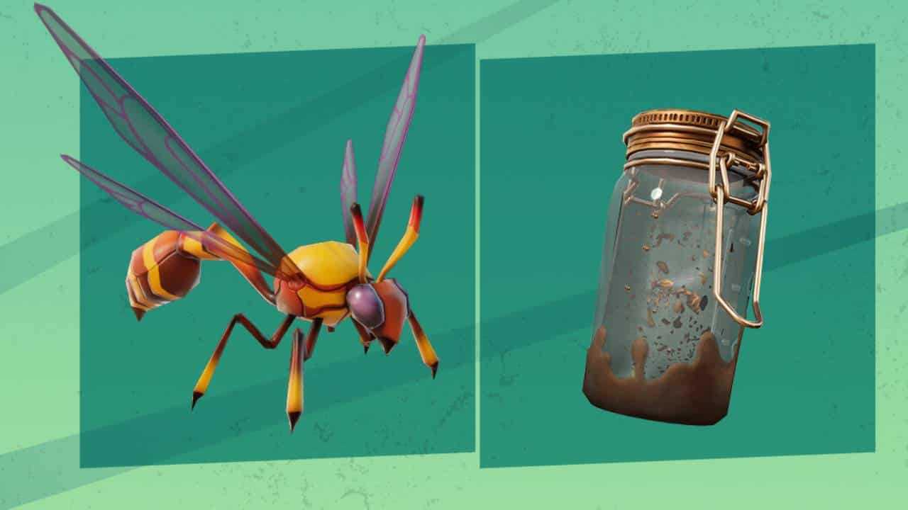 Fortnite-Waffen: Das Wildwasp-Glas auf grünem Hintergrund.