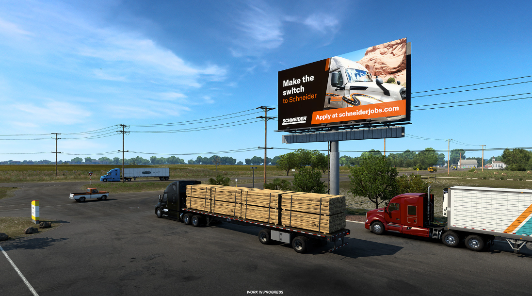 Ein echtes Speditionsunternehmen kauft Werbetafeln im American Truck Simulator, um bei der Personalrekrutierung zu helfen