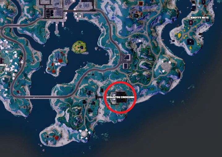 Karte von Kenjutsu Crossing in Fortnite.