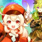 A cut out of Genshin Impact 3.8's key art featuring Klee smiling and extending her hand, while Collei looks at Klee with a surprised expression.