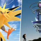So schlagen Sie den Zapdos-Raid in Pokemon Go Image of Zapdos split with an image of people around a Pokemon Go Raid