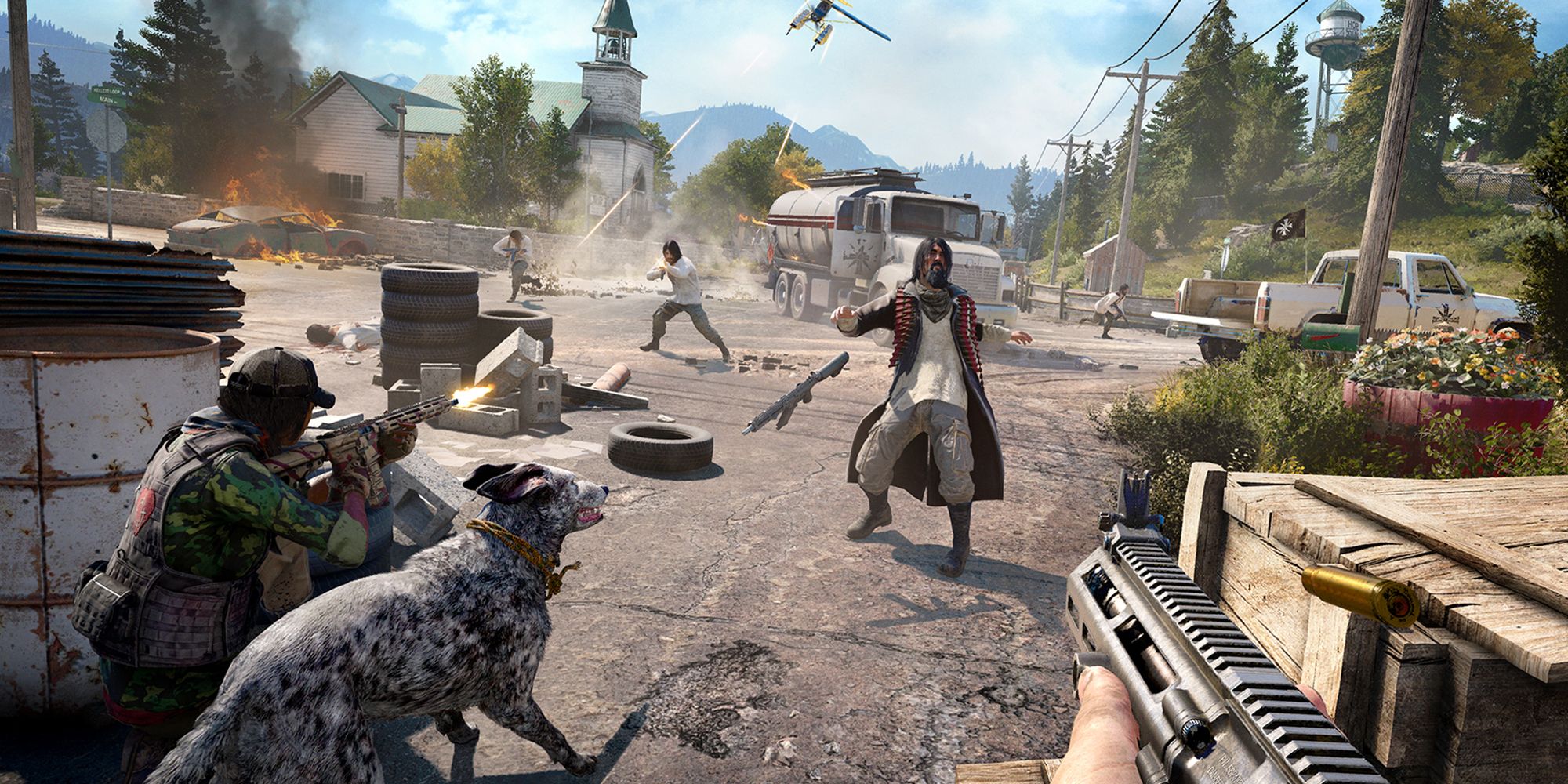 Kampf gegen Kultisten mit angeheuerten Waffen in Far Cry 5