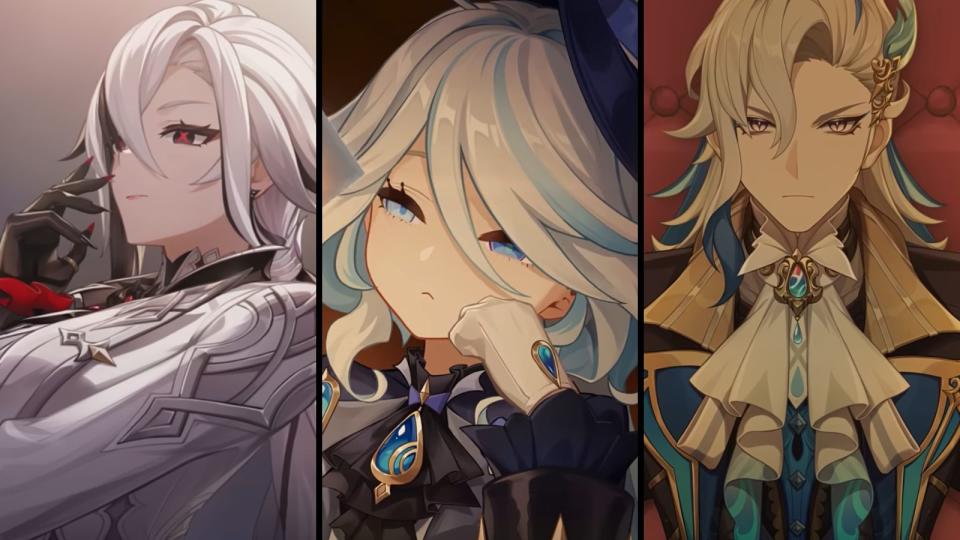 Genshin Impact hat einen umfangreichen Teaser veröffentlicht, der die Liste der Charaktere enthüllt, die mit der kommenden Region Fontaine kommen werden, darunter der Fatui-Vorbote Arlecchino, der Hydro-Archon Focalors und Oberrichter Neuvillette. (Foto: HoYoverse)