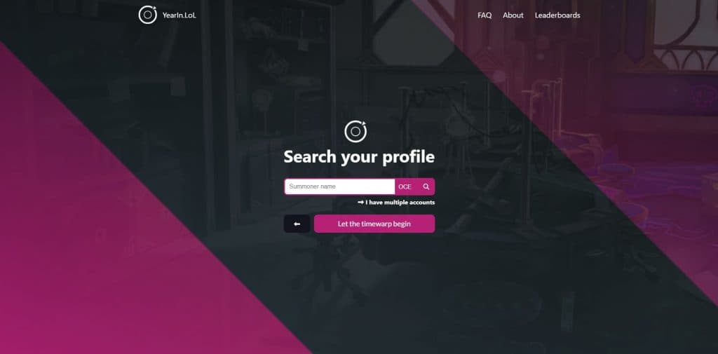 Screenshot der YearInLoL-Website