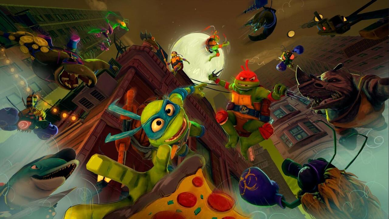 Schlüsselkunst für das kommende Videospiel Teenage Mutant Ninja Turtles.
