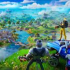 Fortnite kehrt zu Google Play zurück: ein Sieg nach Jahren des Rechtsstreits. a screenshot from the video game Fortnite. three characters sit or stand on top of a mountain around a purple lowrider car while staring down at the land below