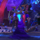 WoW: Warum sind keine Story-Raids verfügbar? Die Spieler fragen sich. A raid boss in World of Warcraft: Midnight - an imposing void creature decked in armour, surrounded by a fleet of voidwalkers in front of a yawning dark portal.